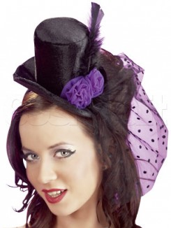 Cappello Velluto Burlesque Nero Viola