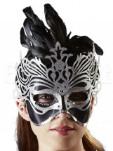 Maschera Ricamata Argento Nero
